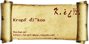 Kropf Ákos névjegykártya