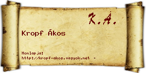 Kropf Ákos névjegykártya